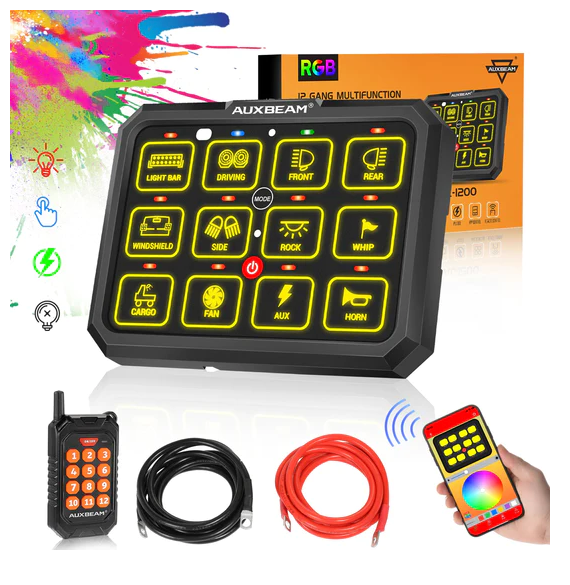 AC-1200 RGB SWITCH PANEL WITH APP&REMOTE CONTROL, TOGGLE/ MOMENTARY/ PULSED MODE SUPPORTED(ONE-SIDED OUTLET)