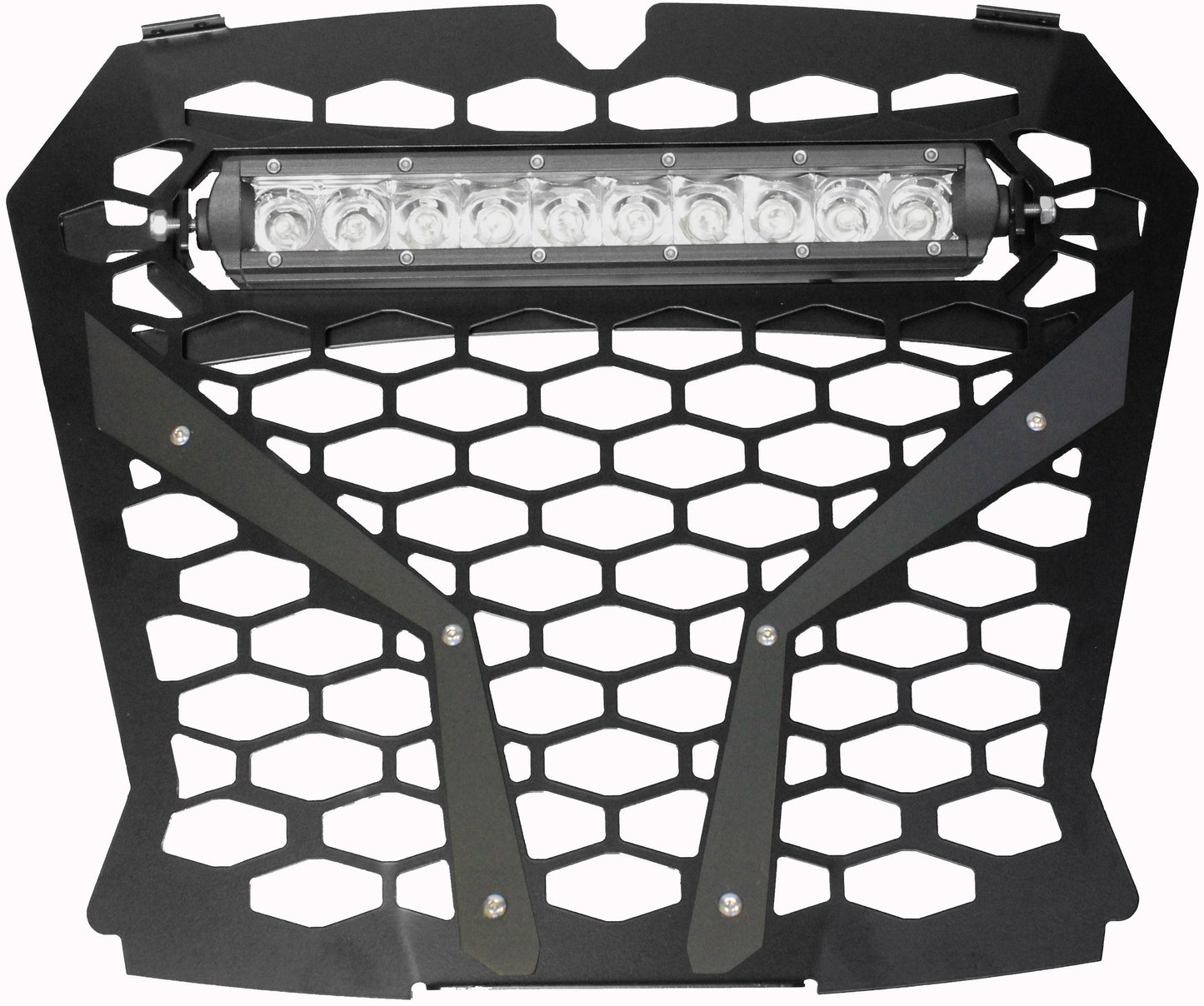 Front Grill Black Pol Rzr S With 10" Light