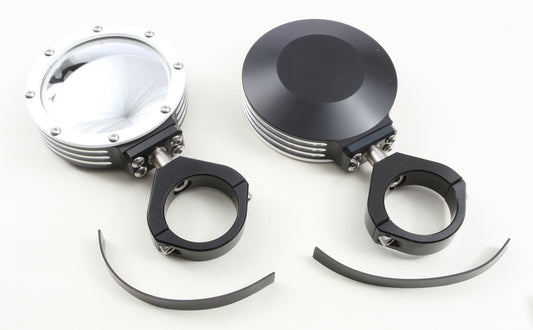Billet Side Mirrors Round W/Bezel White 1.75"