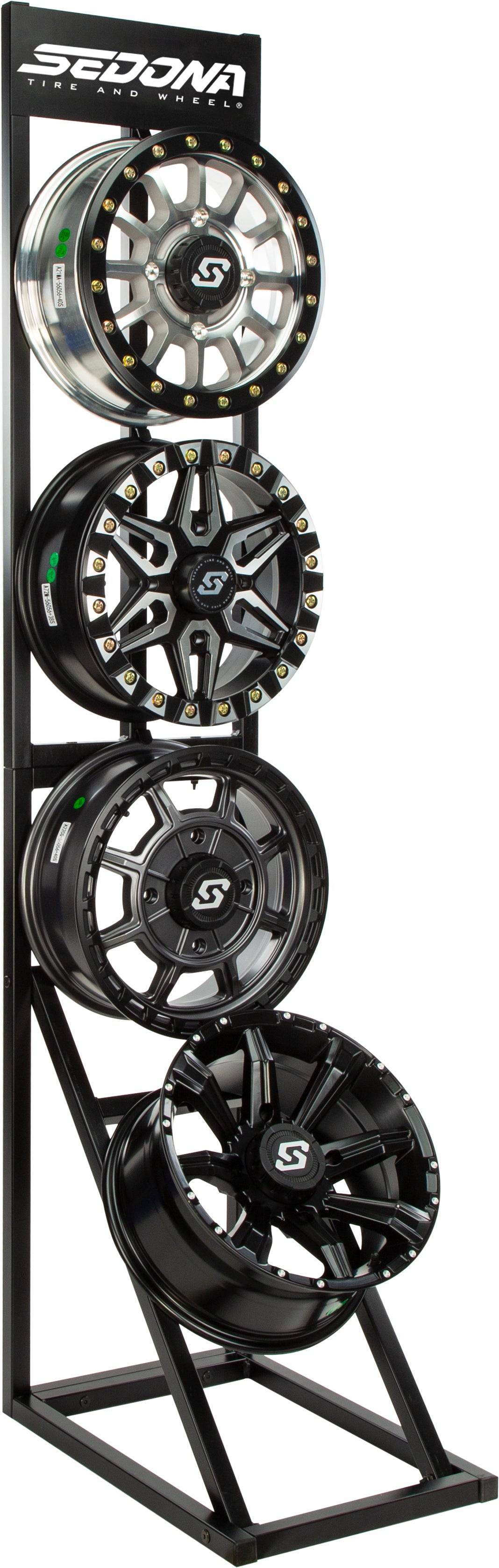 Sedona Wheel Display Holds Four Wheels