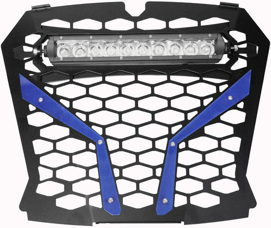 Front Grill Blue Pol Rzr S With 10" Light