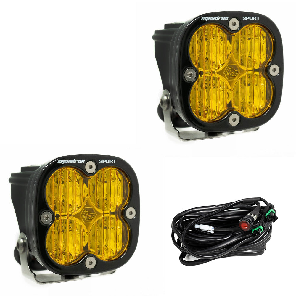 LED Light Pods Baja Amber Lens Wide Cornering Pair Squadron Sport Baja Designs