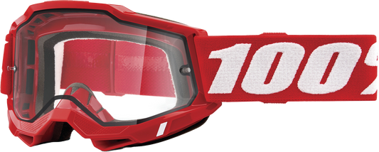 ACCURI 2 ENDURO MOTO GOGGLE NEON RED CLEAR LENS