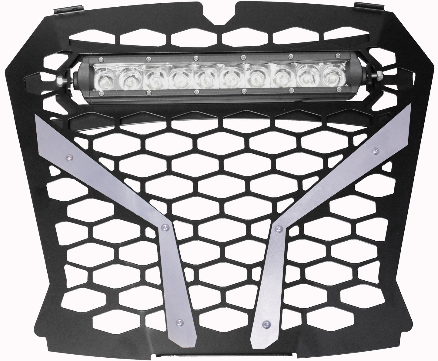 Front Grill Silver Pol Rzr S With 10" Light
