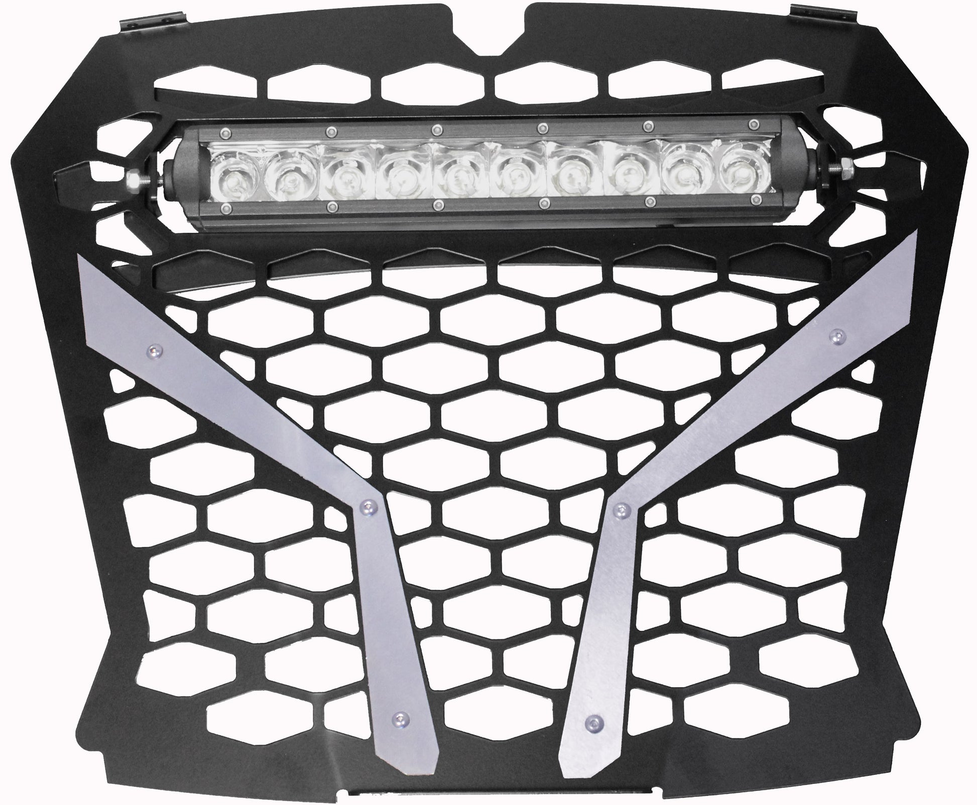 Front Grill Silver Pol Rzr S With 10" Light