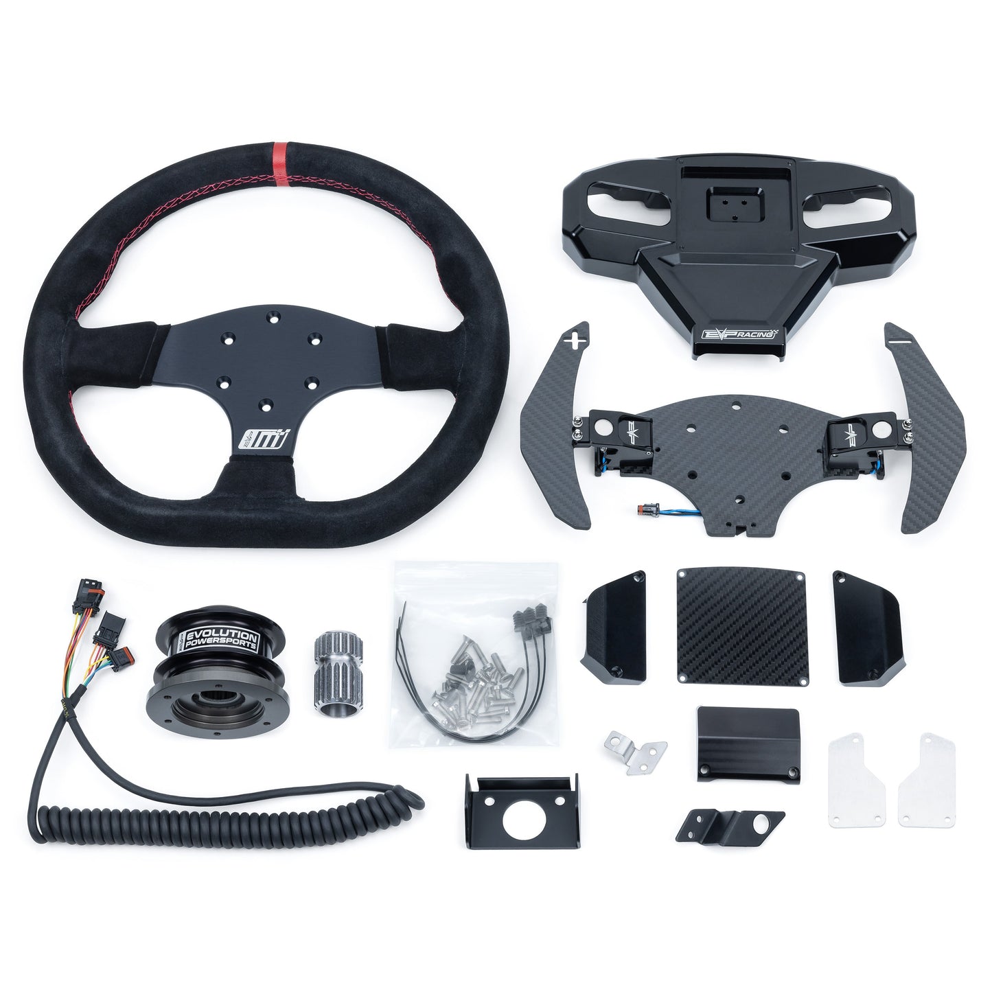 EVP.MOde Steering Wheel with Carbon Fiber Paddles and Quick-Release Hub Adapter Kits for Can-Am Maverick R