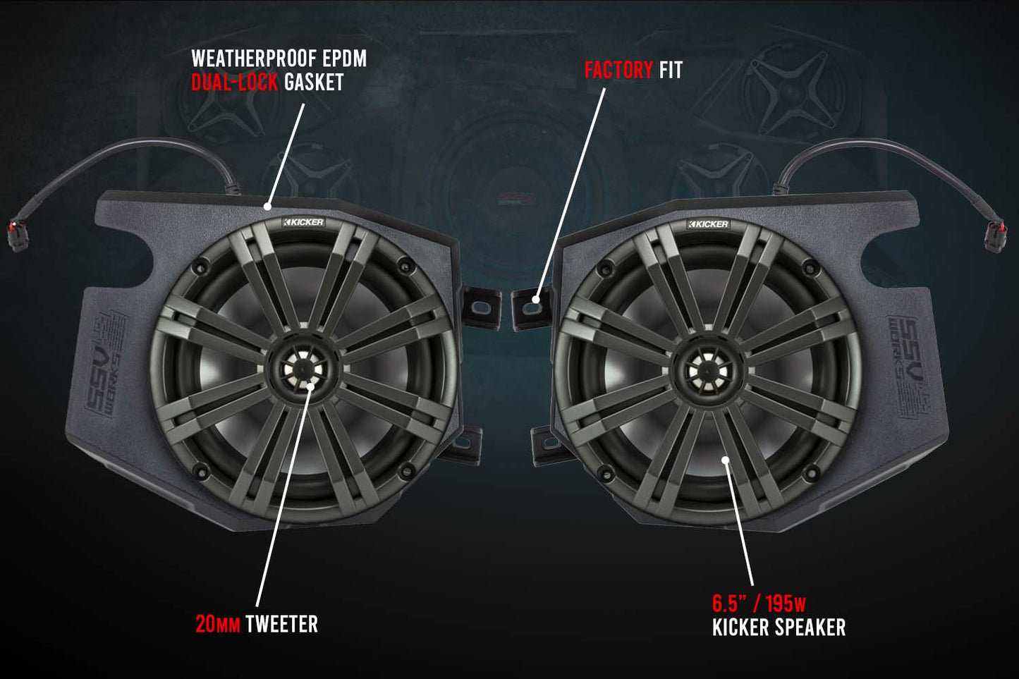 2014-2023 Polaris RZR Front Kick 6.5" Speaker Pods