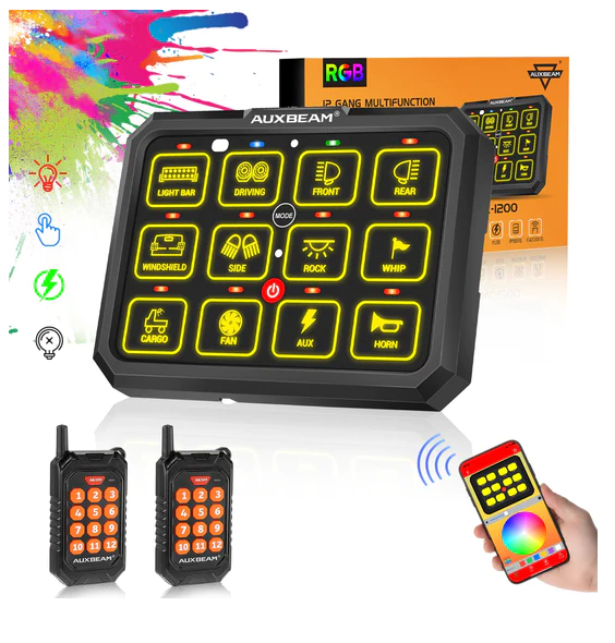 AC-1200 RGB SWITCH PANEL WITH APP&REMOTE CONTROL, TOGGLE/ MOMENTARY/ PULSED MODE SUPPORTED(ONE-SIDED OUTLET)