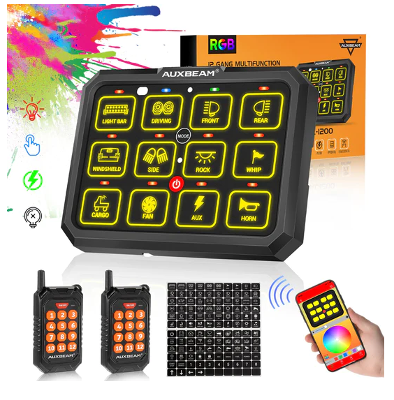 AC-1200 RGB SWITCH PANEL WITH APP&REMOTE CONTROL, TOGGLE/ MOMENTARY/ PULSED MODE SUPPORTED(ONE-SIDED OUTLET)