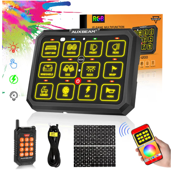 AC-1200 RGB SWITCH PANEL WITH APP&REMOTE CONTROL, TOGGLE/ MOMENTARY/ PULSED MODE SUPPORTED(ONE-SIDED OUTLET)