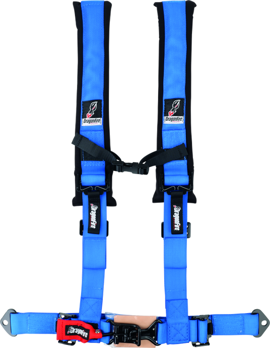 DragonFire Racing Harness- H-Style- 4-Point- 2in Buckle- Blue