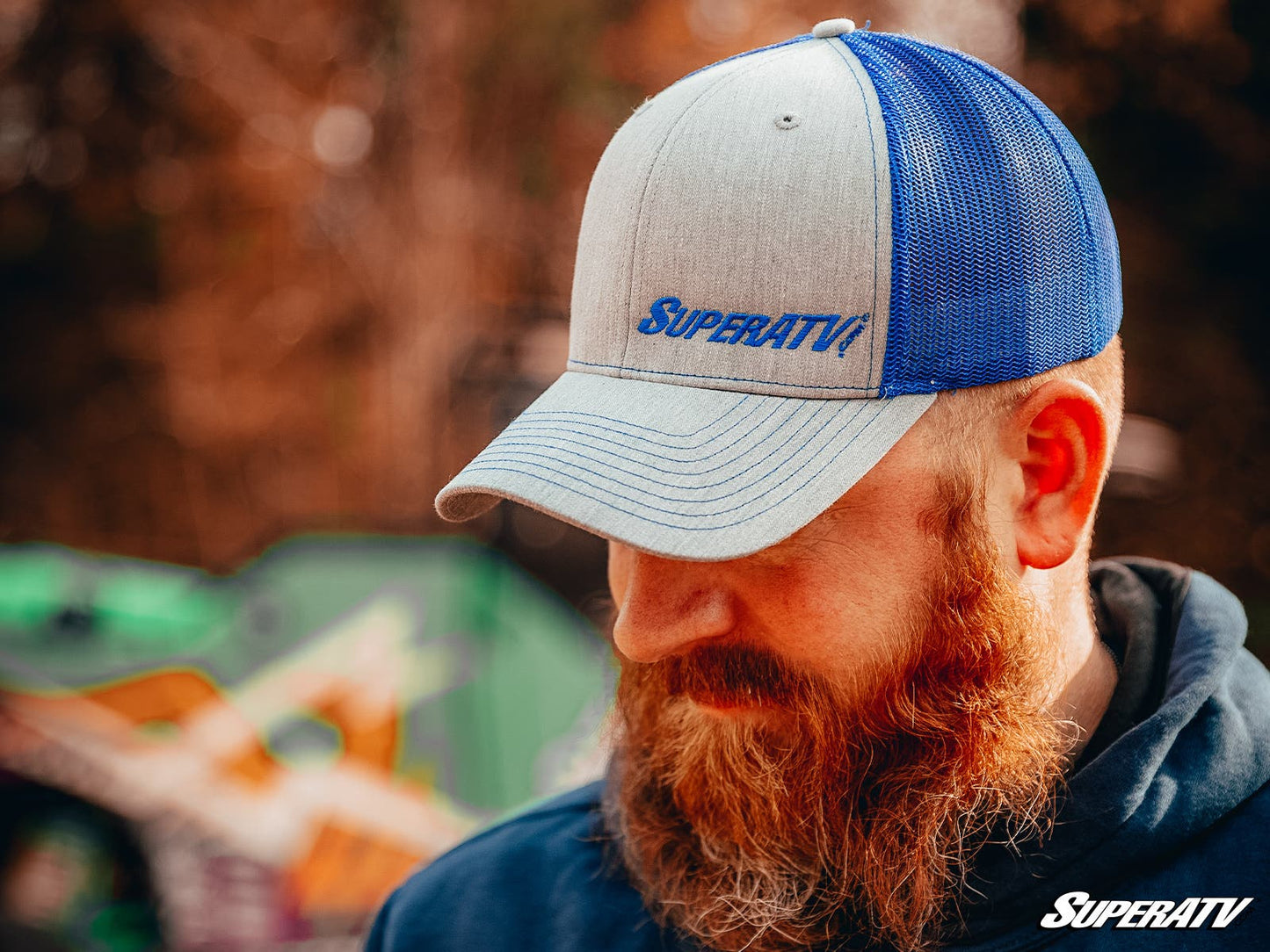 Gray and Blue SuperATV Trucker Hat