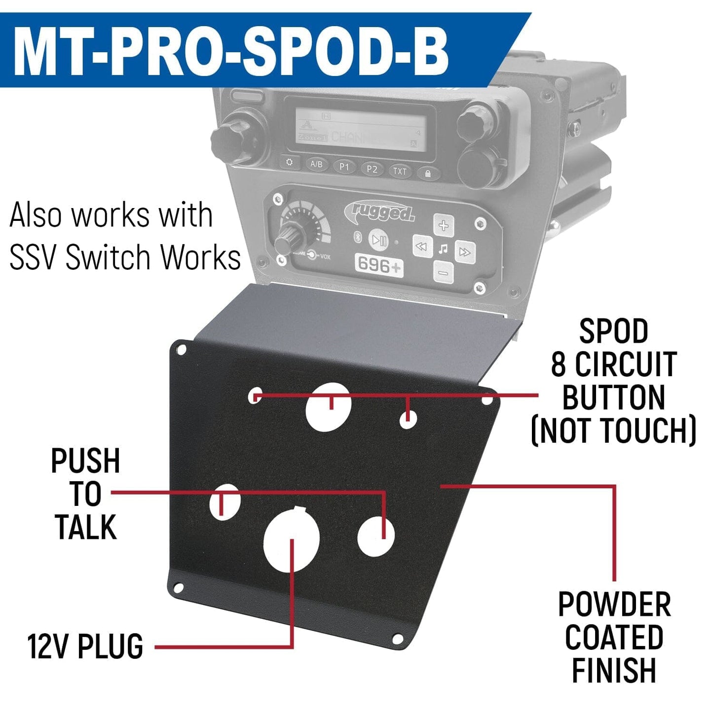 Lower Accessory Panel for Polaris Polaris RZR PRO XP, RZR Turbo R, and RZR PRO R Dash Mount Radio and Intercom