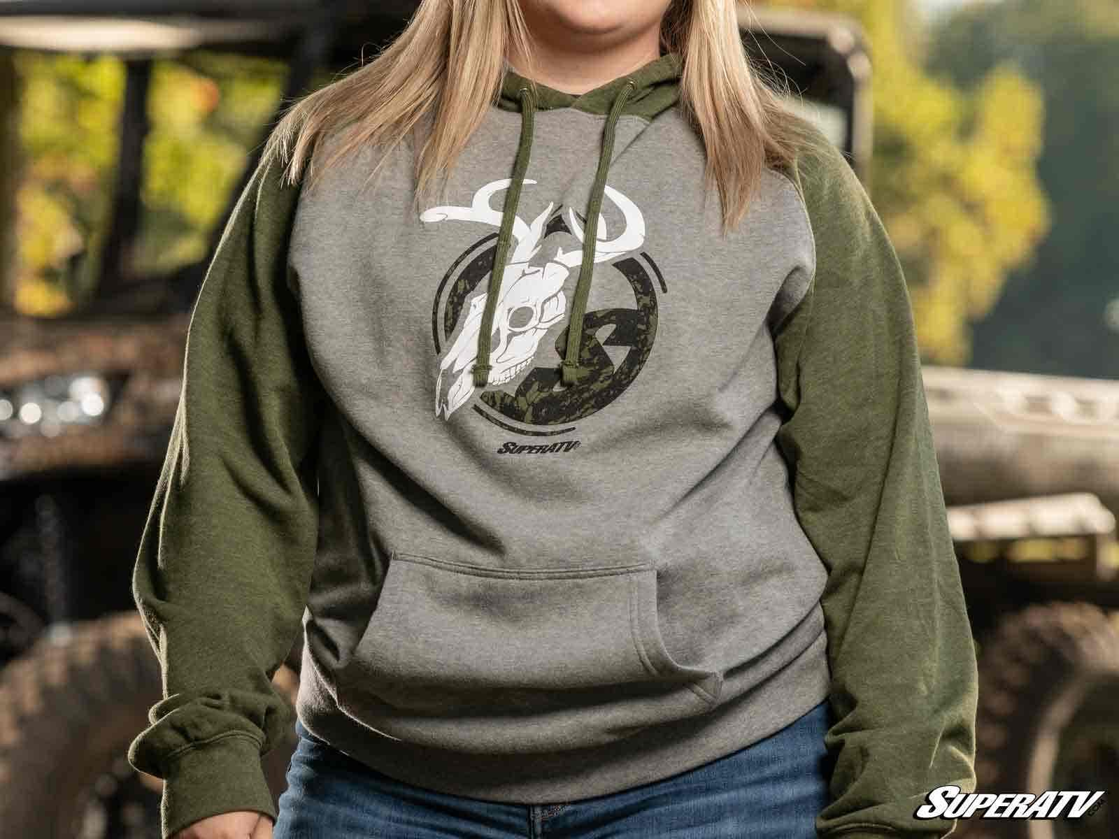 SuperATV Green and Gray Skull Hoodie