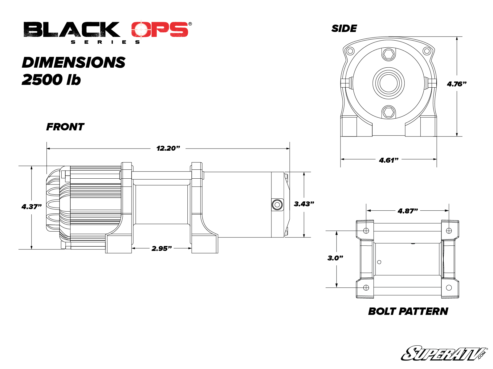 2500 lb. UTV/ATV Winch (With Wireless Remote & Synthetic Rope)